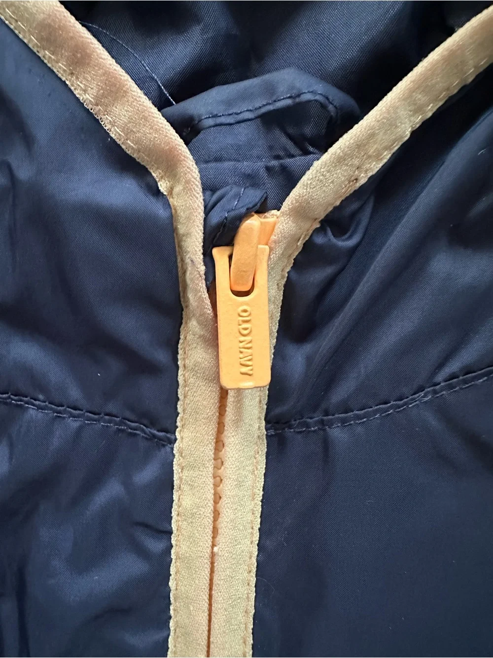 Old Navy Hooded Half Zip Windbreaker Jacket Navy Blue Yellow Contrast Toddler 2T